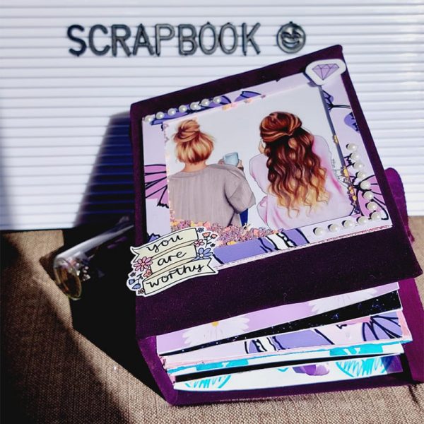 Mini Purple and Blue Themed Scrapbook + Vial