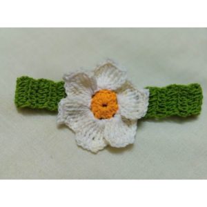 Crochet Flower white green headband
