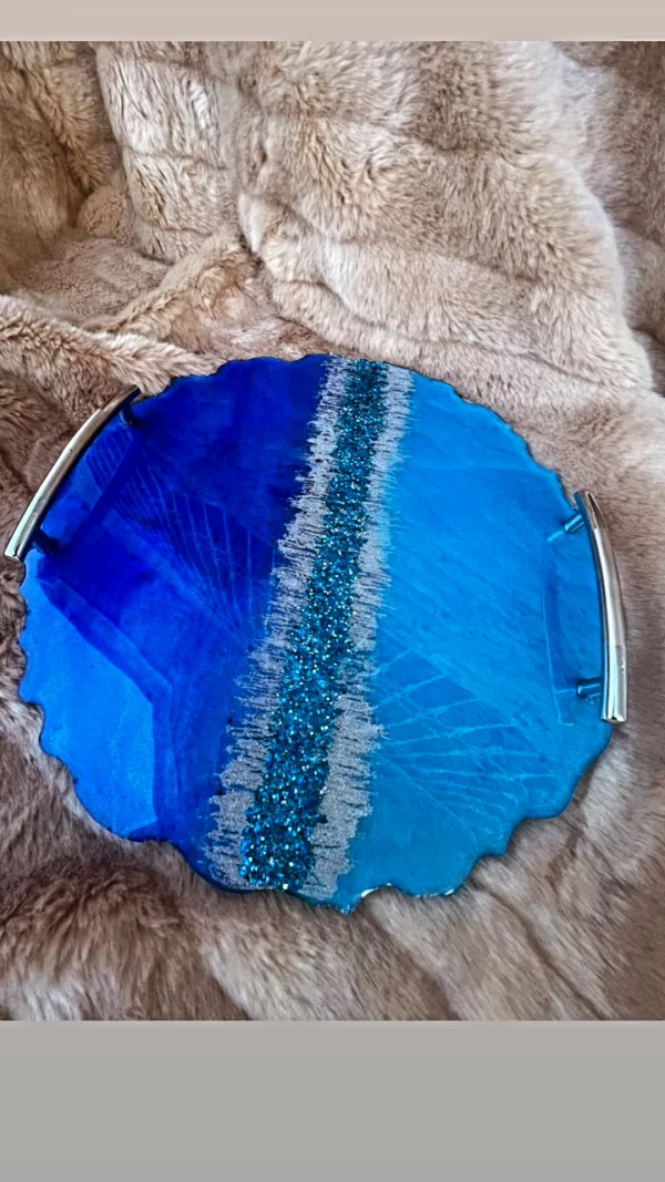 Blue Sequinned Vanity Tray
