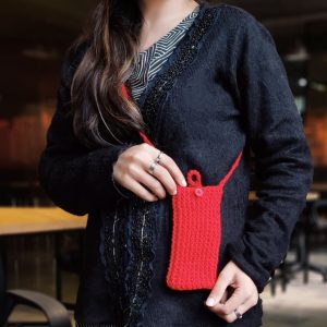Red Crochet Mobile Bag