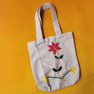 Floral Hand Embroidered Tote Bag