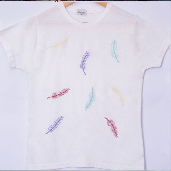 Feather Hand Embroidery T-Shirt