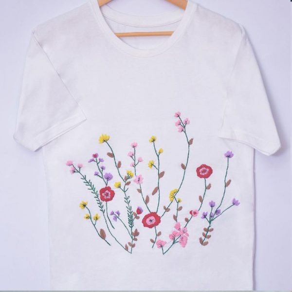Floral Hand Embroidery T-Shirt