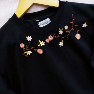 Floral Neck Embroidered Sweatshirt 1