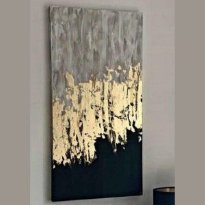 Gold Leaf Abstract Painting (Golden & Black)