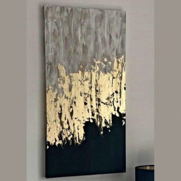 Gold Leaf Abstract Painting (Golden & Black)