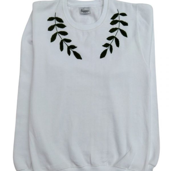 Green Leaves Hand Embroidered Sweatshirt