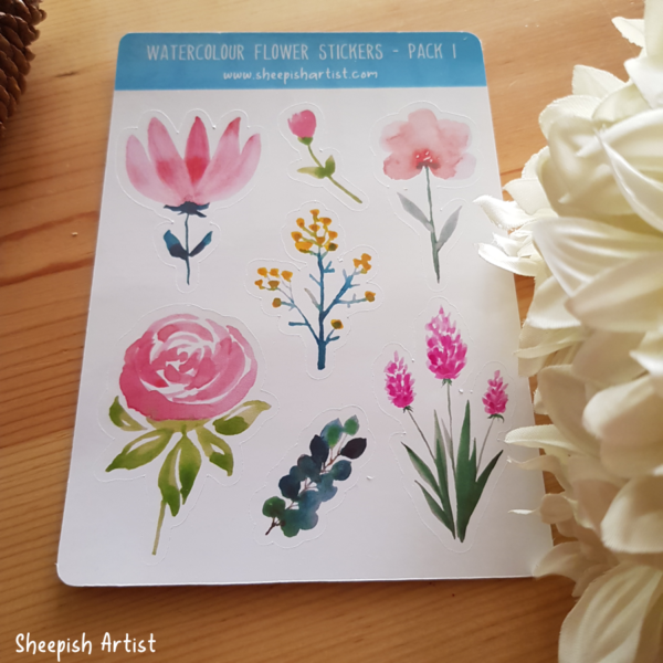 watercolour flower stickers pack i 3