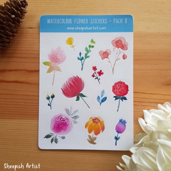 Watercolour Flower Stickers (Pack II)