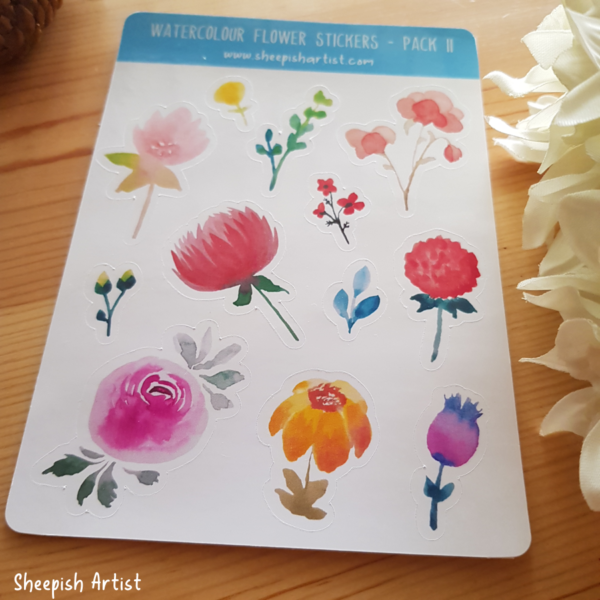 watercolour flower stickers pack ii 3