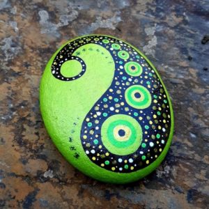 Green Mandala Pebble Art Medium