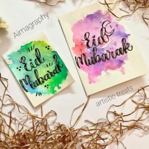 Hand lettered Eid Greeting Cards