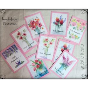 Handpainted Floral Eid Cards