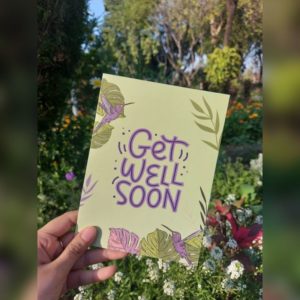 Purple Humming Birds - Get Well Soon Card