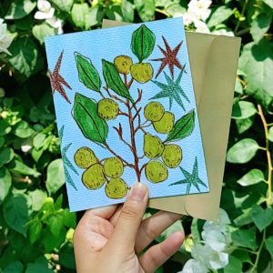 Hand Painted Greeting Card - Olive