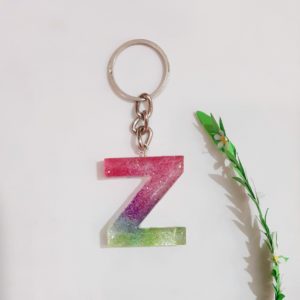 Multi Color Resin Letter Keychain - Alphabet Z
