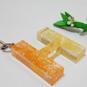 Yellow Gradient Resin Letter Keychain - M