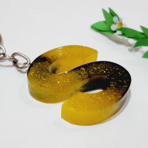 Yellow & Black Resin Letter Keychain - S