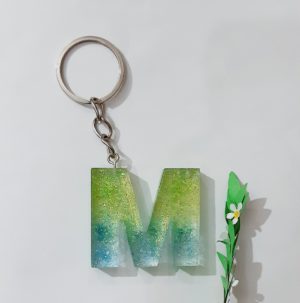 Two Color Resin Letter Keychain - M
