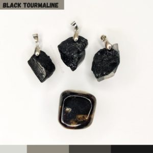 Black Tourmaline raw crystal pendant