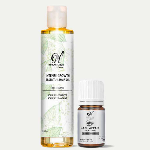 Organic Intense Growth Hair Oil & Lash Growth Serum (Best Combo)