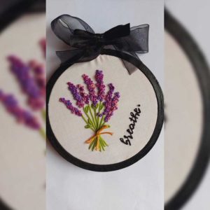 Hand Embroidered flower on mini hoop