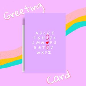 Greeting Card with selected I Love you in ABCD