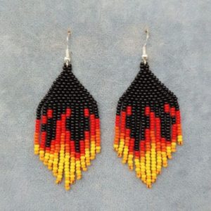 Fire beaded earrings