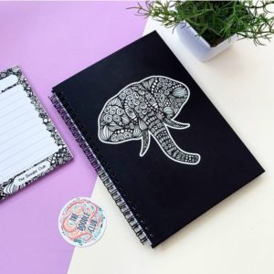 Elephant Doodle Spiral Journal