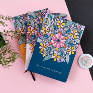 Grow Through Floral Journal - Teal Blue