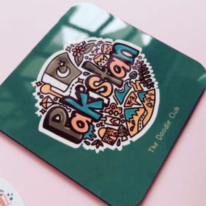 Pakistan Doodle Metallic Green Coaster