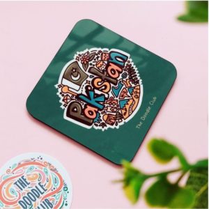 Pakistan Doodle Metallic Green Coaster