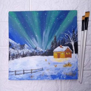 Starry Night Snowfall Painting