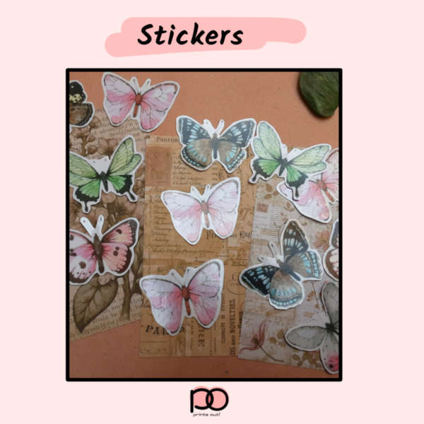 Butterflies and Floral Transparent Stickers for Journaling