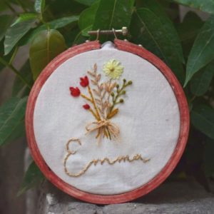 Emma - Embroidered Hanging Hoops