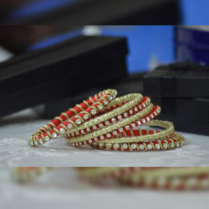 Handmade Golden and Red Bangles