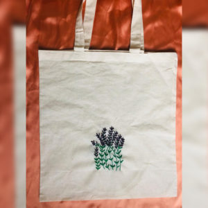 Lavender Embroidered Tote Bag