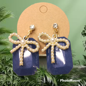 Deep Blue Octagons Earrings