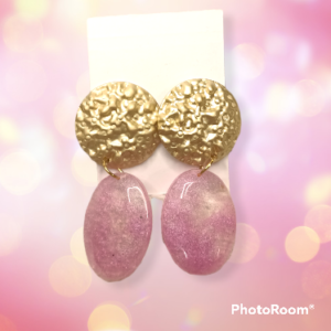 Bubble Pink Oval Earrings