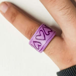 purple hearts clay ring
