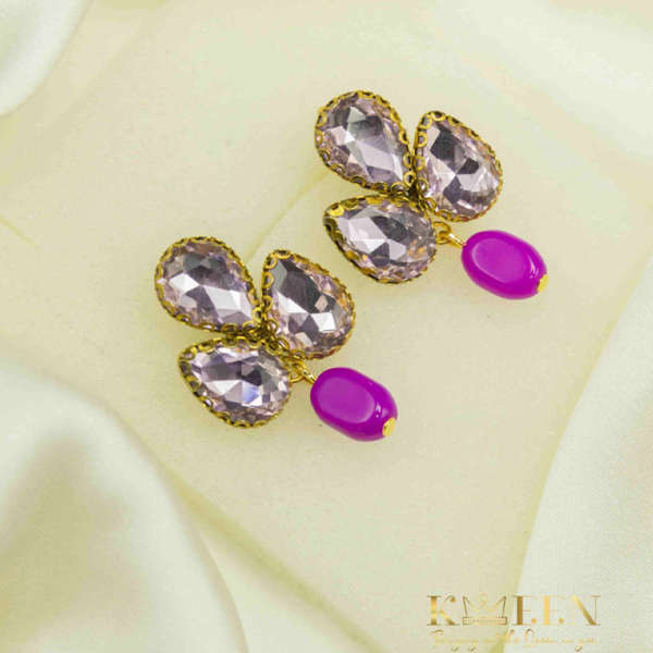 Crystal Drop Earrings Magenta