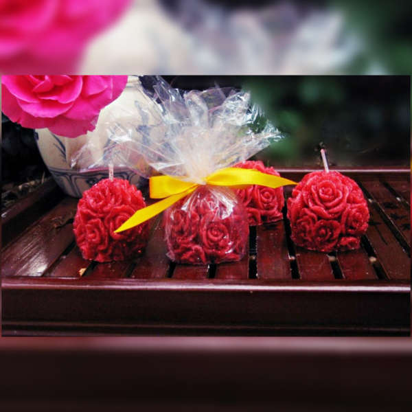 Red Rose Ball Candles