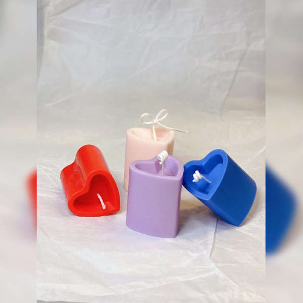 Pack of 4 Pillar Heart Candles