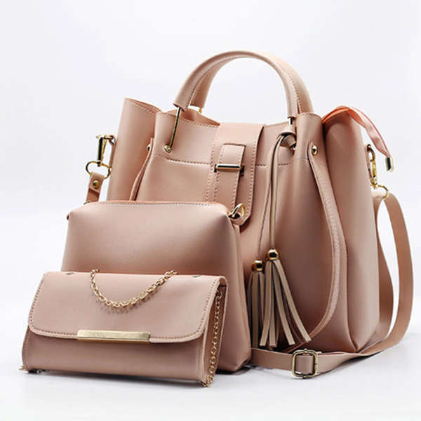 Set Of 3 Pink Handbags