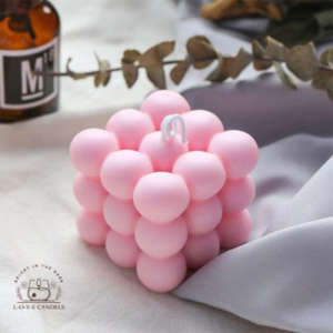 Hand Poured Pink Bubble Candles