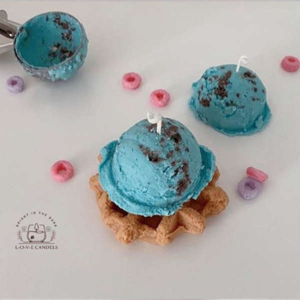 Blue Lilac Ice Cream Scoop Candles