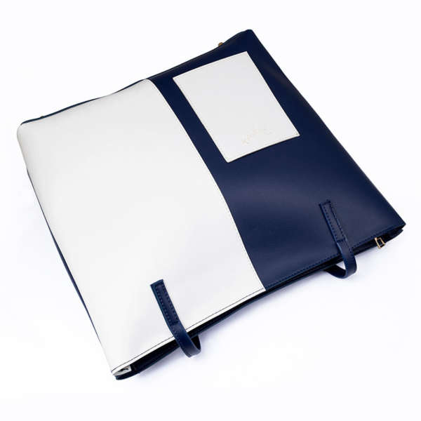 Blue + White Double Handle Tote Bag