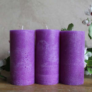Set of 3 Jasmine Scented Purple Pillar Candles