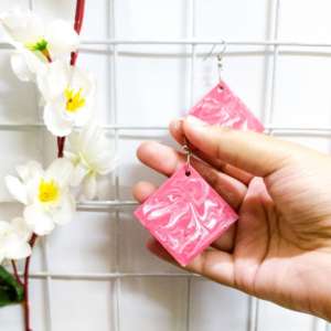 pink marble Earrings by Grafi Doodles