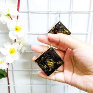 Black and Golden marble Earrings by Grafi Doodles